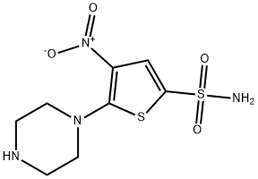 4-硝基-5-哌嗪基噻吩-2-磺胺 结构式