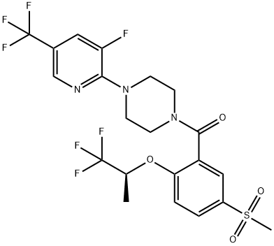 (S)-[4-(3-氟-5-三氟甲基吡啶-2-基)哌嗪-1-基][5-(甲磺酰基)-2-(2,2,2-三氟-1-甲基乙氧基)苯基]甲酮 结构式