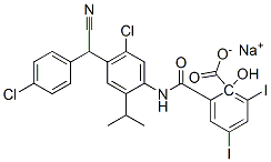 sodium N-[5-chloro-4-[(4-chlorophenyl)cyanomethyl]-2-isopropylphenyl]-2-hydroxy-3,5-diiodobenzamidate 结构式