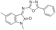 1,5-Dimethyl-3-(5-phenyl-1,3,4-oxadiazol-2-ylimino)-2-indolinone 结构式