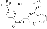 Benzamide, N-((2,3-dihydro-1-methyl-5-(3-thienyl)-1H-1,4-benzodiazepin -2-yl)methyl)-4-(trifluoromethyl)-, monohydrochloride 结构式