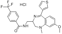 Benzamide, N-((2,3-dihydro-8-methoxy-1-methyl-5-(3-thienyl)-1H-1,4-ben zodiazepin-2-yl)methyl)-4-(trifluoromethyl)-, monohydrochloride 结构式