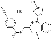 Benzamide, N-((5-(5-chloro-2-thienyl)-2,3-dihydro-1-methyl-1H-1,4-benz odiazepin-2-yl)methyl)-4-cyano-, monohydrochloride 结构式