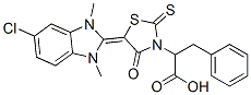 alpha-benzyl-5-(5-chloro-1,3-dihydro-1,3-dimethyl-2H-benzimidazol-2-ylidene)-4-oxo-2-thioxothiazolidin-3-acetic acid 结构式