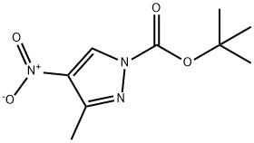 3-甲基-4-硝基-吡唑-1-羧酸叔丁酯 结构式