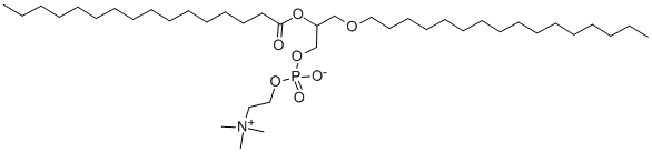 1-O-HEXADECYL-2-HEXADECANOYL-RAC-GLYCERO-3-PHOSPHOCHOLINE 结构式