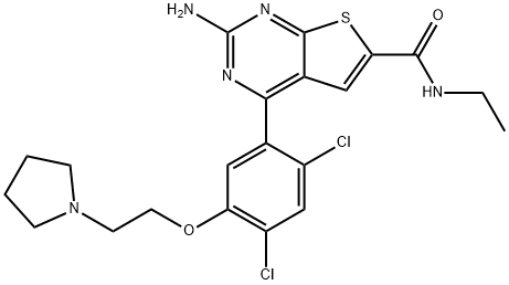 NVP-BEP800;2-AMINO-4-(2,4-DICHLORO-5-(2-(PYRROLIDIN-1-YL)ETHOXY)PHENYL)-N-ETHYLTHIENO[2,3-D]PYRIMIDINE-6-CARBOXAMIDE 结构式