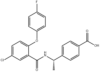 4-[(1S)-1-[[5-氯-2-(4-氟苯氧基)苄基]氨基]乙基]苯甲酸 结构式