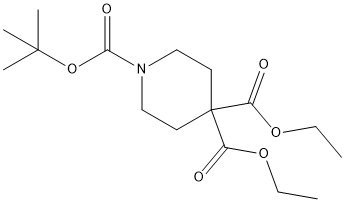 1,4,4-哌啶三羧酸 1-叔丁酯 4,4-二乙酯 结构式