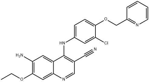 6-氨基-4-(3-氯-4-(吡啶-2-取代甲氧基)苯胺)-7-乙氧基喹啉-3-甲腈 结构式