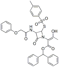 benzhydryl alpha-(1-hydroxyethylidene)-4-oxo-3-[(phenoxyacetyl)amino]-2-[[(p-tolyl)sulphonyl]thio]azetidine-1-acetate 结构式