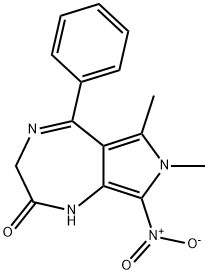 Pyrrolo(3,4-e)-1,4-diazepin-2(1H)-one, 3,7-dihydro-6,7-dimethyl-8-nitr o-5-phenyl- 结构式