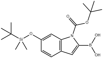 2-硼-6-[[(1,1-二甲基乙基)二甲基甲硅烷基]氧基]-1H-吲哚-1-羧酸-1-(1,1-二甲基乙基)酯 结构式
