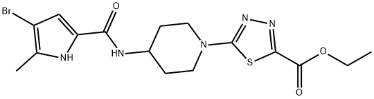 Ethyl 5-{4-[(4-broMo-5-Methyl-1H-pyrrole-2-carbonyl)aMino]piperidin-1-yl}-[1,3,4]thiadiazole-2-carboxylate 结构式