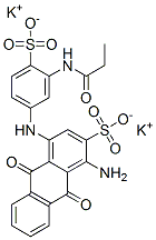 dipotassium 1-amino-9,10-dihydro-9,10-dioxo-4-[[3-[(1-oxopropyl)amino]-4-sulphonatophenyl]amino]anthracene-2-sulphonate 结构式
