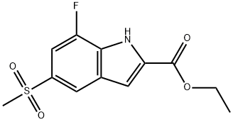 ETHYL 7-FLUORO-5-(METHYLSULFONYL)-1H-INDOLE-2-CARBOXYLATE 结构式