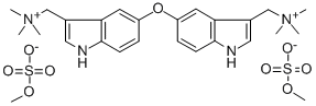 Oxybis((5,3-indolylene)methylene)bis(trimethylammonium) bis(methyl sul fate) 结构式