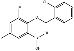 3-溴-2-(2'-氯苄氧基)-5-甲基苯基硼酸 结构式