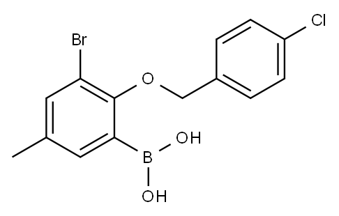 3-溴-2-(4'-氯苄氧基)-5-甲基苯基硼酸 结构式