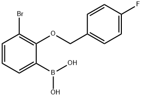 3-溴-2-(4'-氟苄氧基)苯基硼酸 结构式
