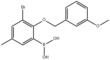 3-溴-5-甲基-2-(3'-甲氧基苄氧基)苯基硼酸 结构式