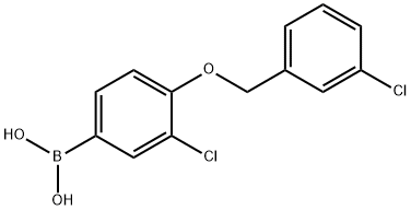 3-氯-4-(3'-氯苄氧基)苯基硼酸 结构式