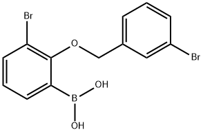3-溴-2-(3'-溴苄氧基)苯基硼酸 结构式