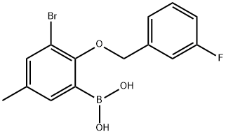 3-溴-2-(3'-氟苄氧基)-5-甲基苯基硼酸 结构式