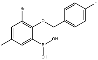 (3-Bromo-2-((4-fluorobenzyl)oxy)-5-methylphenyl)boronicacid