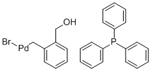 溴[(2-(羟基-ΚO)甲基)苯基甲基-ΚC](三苯基膦)钯(II) 结构式