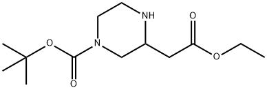 3-乙氧羰基甲基哌嗪-1-羧酸叔丁基酯 结构式