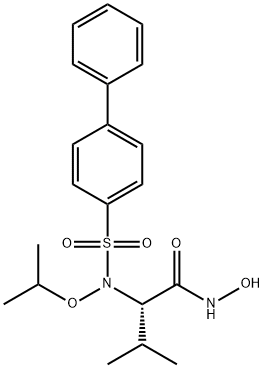 (2R)-2-[([1,1μ-Biphenyl]-4-ylsulfonyl)(1-methylethoxy)amino]-N-hydroxy-3-methyl-butanamide,  (R)-N-Hydroxy-2-(N-isopropoxybiphenyl-4-ylsulfonamido)-3-methylbutanamide 结构式