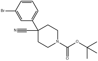 1-N-BOC-4-(3-溴苯基)-4-氰基哌啶 结构式