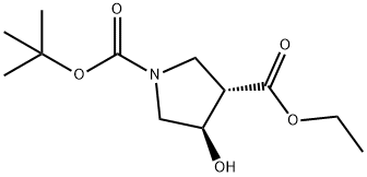 (3S,4R)-4-羟基吡咯烷-1,3-二甲酸 1-叔丁酯 3-乙酯 结构式