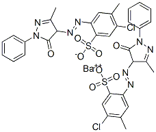 barium bis[5-chloro-2-[(4,5-dihydro-3-methyl-5-oxo-1-phenyl-1H-pyrazol-4-yl)azo]-p-toluenesulphonate]  结构式