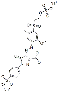 disodium hydrogen 4,5-dihydro-4-[[2-methoxy-5-methyl-4-[[2-(sulphonatooxy)ethyl]sulphonyl]phenyl]azo]-5-oxo-1-(4-sulphonatophenyl)-1H-pyrazole-3-carboxylate  结构式