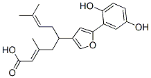 [1-[5-(2,5-Dihydroxyphenyl)-3-furanyl]-4-methyl-3-penten-1-yl]3-methyl-2-butenoate 结构式