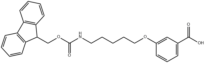 3-(5-[(FLUOREN-9-YLMETHOXY)CARBONYLAMINO]PENTYLOXY)BENZOIC ACID 结构式