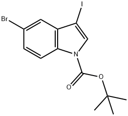 1-叔丁氧羰基-5-溴-3-碘吲哚 结构式