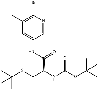(R)-TERT-BUTYL 1-(6-BROMO-5-METHYLPYRIDIN-3-YLAMINO)-3-(TERT-BUTYLTHIO)-1-OXOPROPAN-2-YLCARBAMATE 结构式