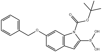 6-苄氧基-1-BOC-吲哚-2-硼酸 结构式