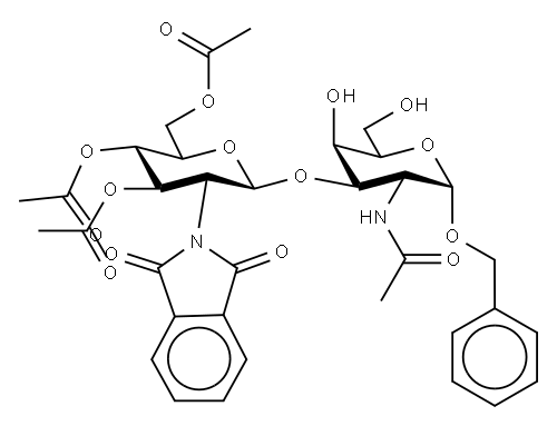 Benzyl 2-(AcetylaMino)-2-deoxy-3-O-[3,4,6-tri-O-acetyl-2-deoxy-2-phthaliMido-β-D-glucopyranosyl]-α-D-galactopyranoside 结构式