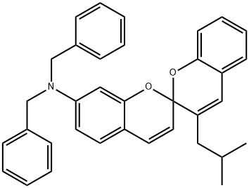 N,N-dibenzyl-3'-(2-methylpropyl)-2,2'-spirobi[2H-1-benzopyran]-7-amine  结构式