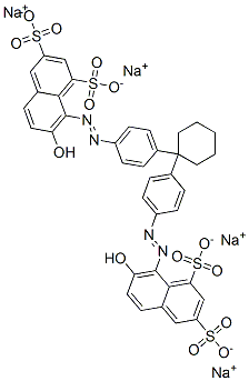 tetrasodium 8,8'-[cyclohexylidenebis(4,1-phenyleneazo)]bis[7-hydroxynaphthalene-1,3-disulphonate] 结构式