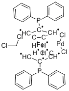 二氯(1,1-双(二苯基膦)二茂铁)钯(II)丙酮加合物 结构式