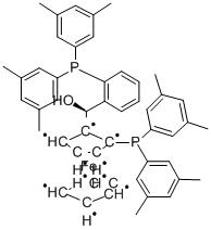 (S)-(-)-[(S)-2-二(3,5-二甲苯基)膦基二茂铁基][2-二(3,5-二甲苯基)膦基苯基]甲醇 结构式