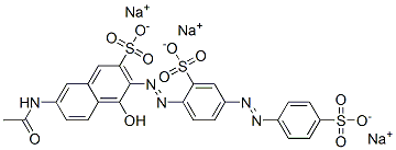 trisodium 7-acetamido-4-hydroxy-3-[[2-sulphonato-4-[(4-sulphonatophenyl)azo]phenyl]azo]naphthalene-2-sulphonate 结构式