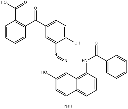 sodium 2-[3-[[8-(benzoylamino)-2-hydroxy-1-naphthyl]azo]-4-hydroxybenzoyl]benzoate 结构式