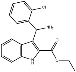 3-[AMINO(2-CHLOROPHENYL)METHYL]-2-INDOLECARBOXYLIC ACID ETHYL ESTER 结构式