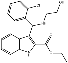 3-[(2-CHLOROPHENYL)(2-HYDROXYETHYLAMINO)METHYL]-1H-INDOLE-2-CARBOXYLIC ACID ETHYL ESTER 结构式